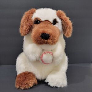Dakin Applause Dog Puppet w/ Detachable Baseball 12" Inches Vintage Brown Cream